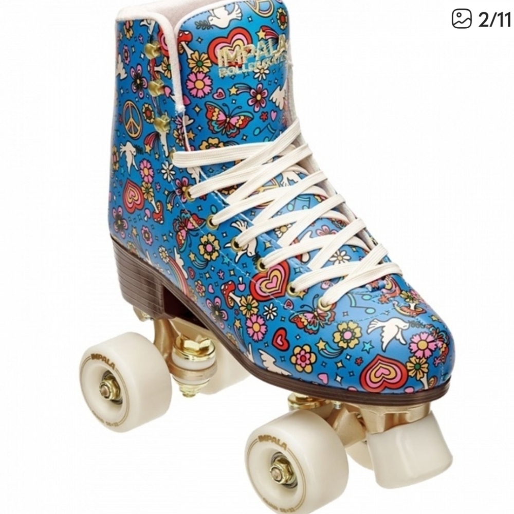 Impala Blue Floral Quad Roller Skates